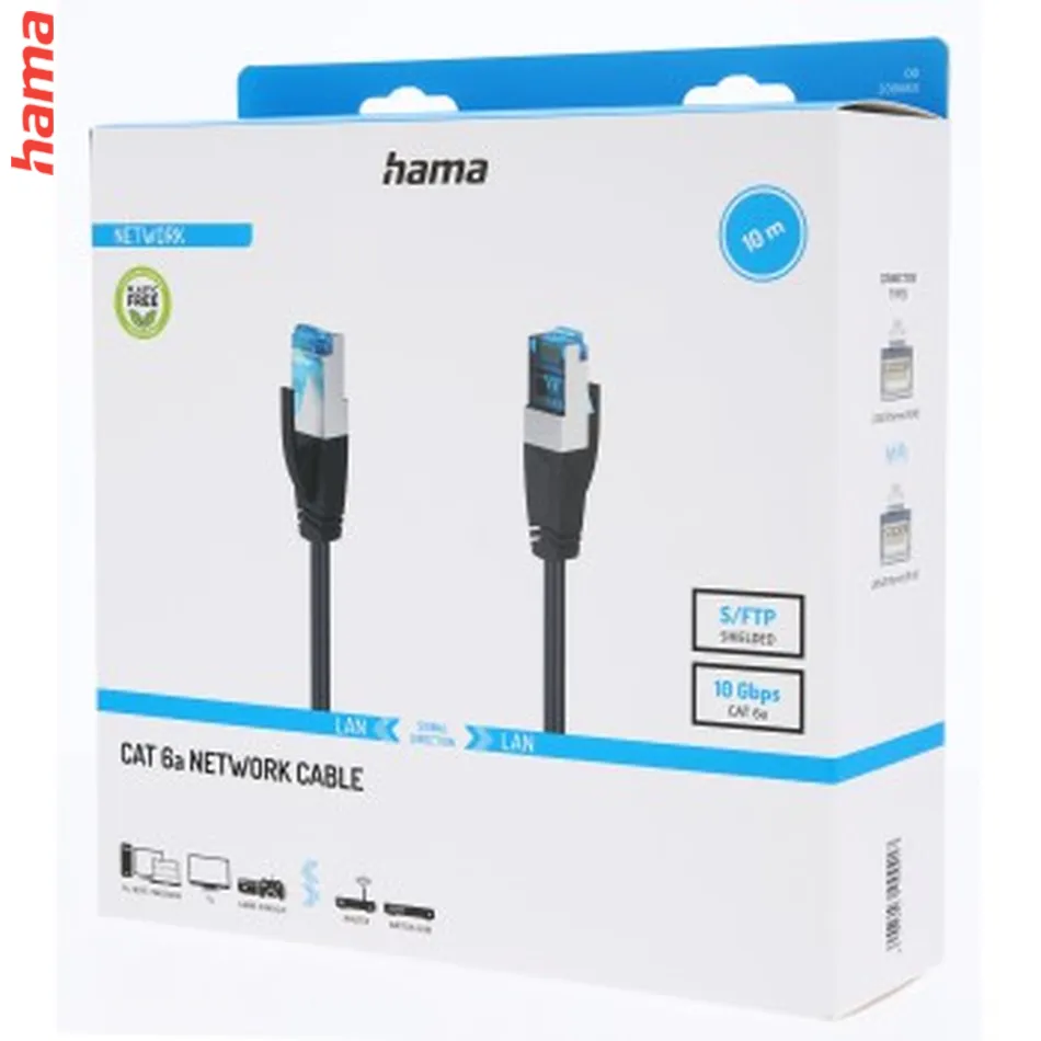 Hama sieťový kábel Cat6a S/FTP RJ45 15 m, tienený, 10 Gb/s