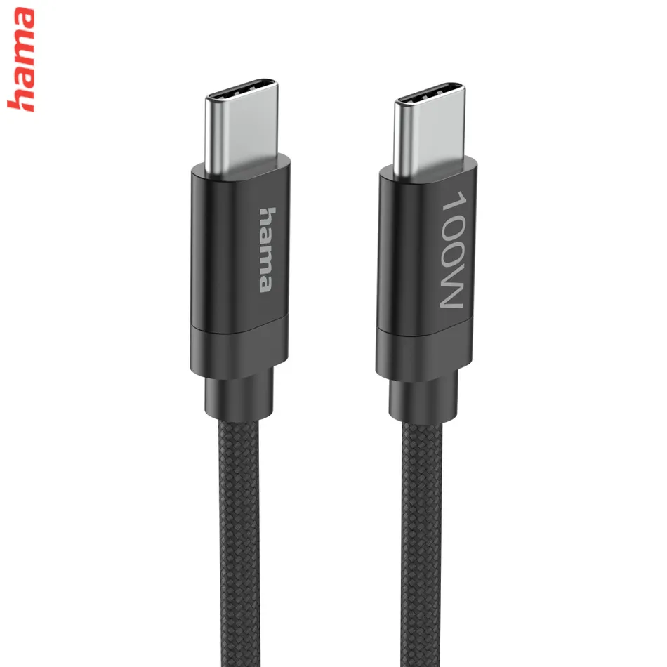 Hama USB-C 2.0 kábel Fabric, 3 m, 100 W, opletený