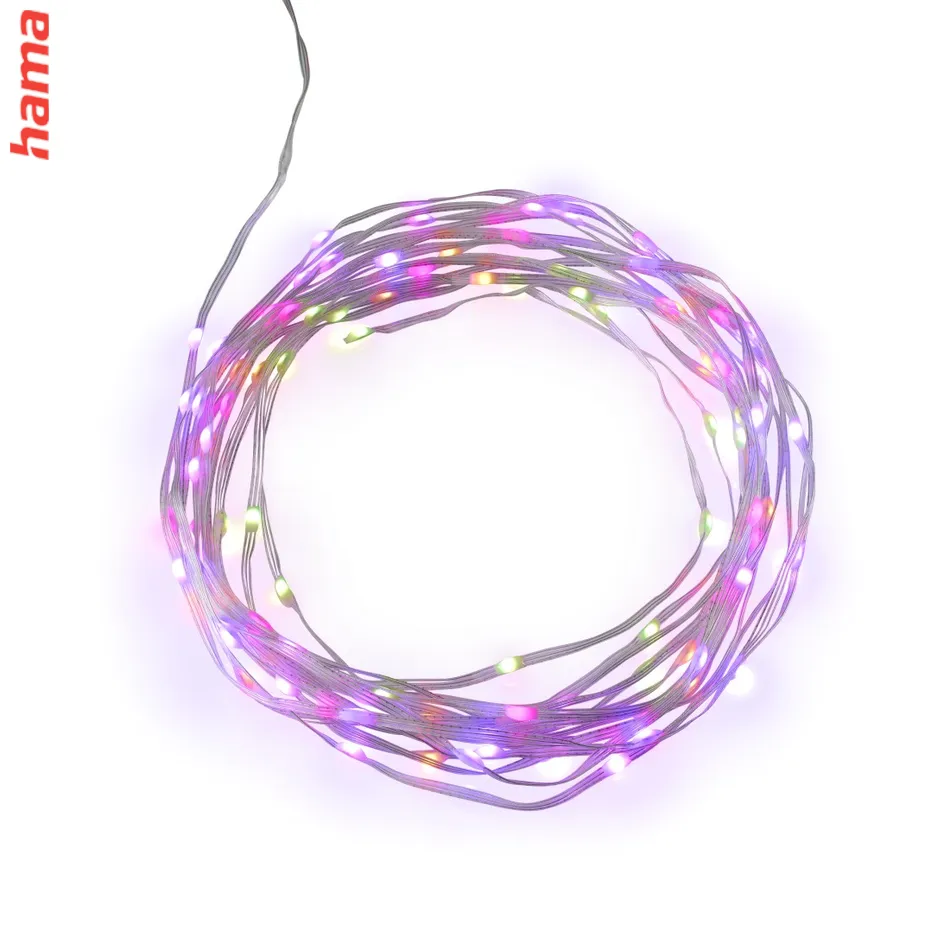Hama SMART WiFi svetelná reťaz, 100 LED, von./vnút. použitie, nastavenie farieb, stmievanie, 10 m