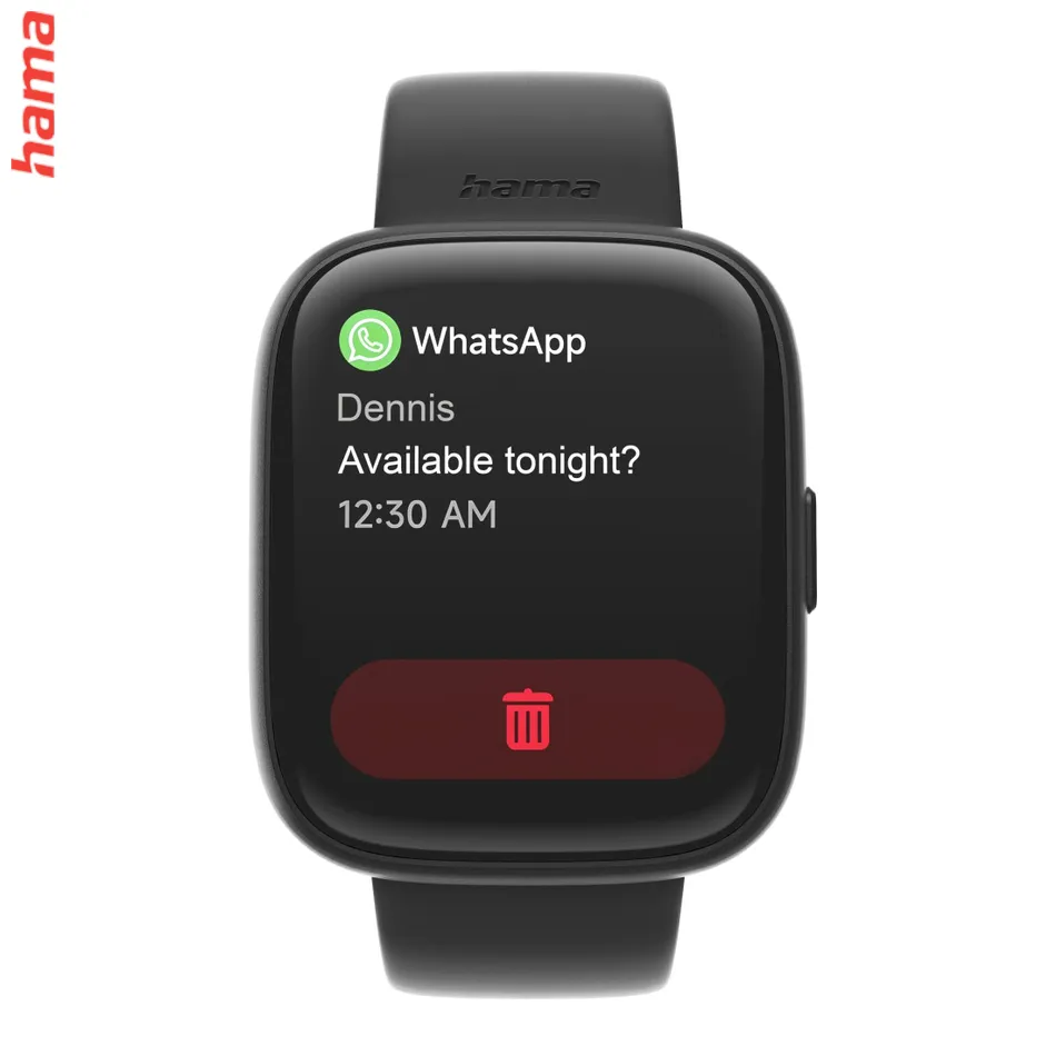 Hama 4000, smart hodinky, funkcia telefonovania, vodoodolné IP68, Siri/ Google Assistant, čierne