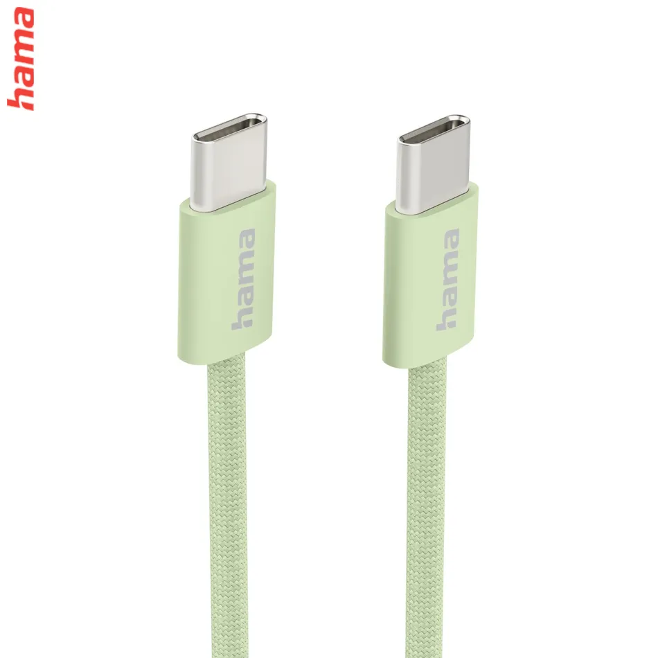 Hama USB-C 2.0 kábel Fabric, 1 m, opletený, zelený