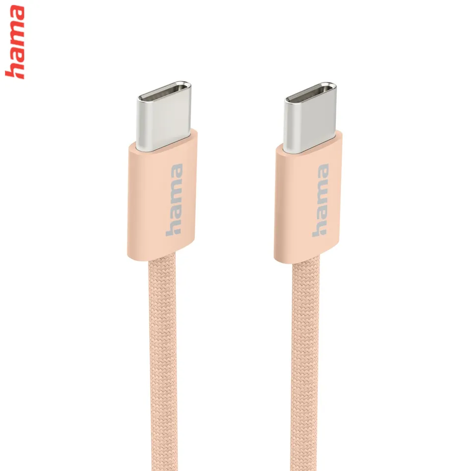 Hama USB-C 2.0 kábel Fabric, 1 m, opletený, oranžový
