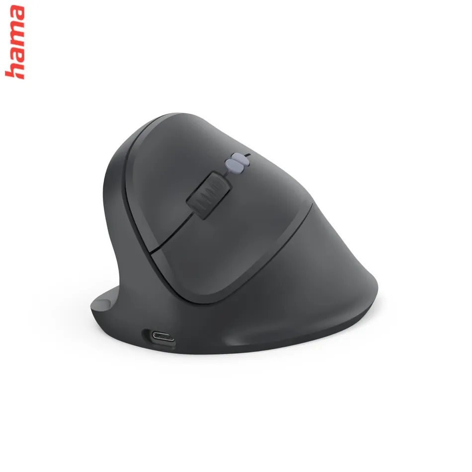 Hama vertikálna ergonomická bezdrôtová myš EWM-600L, pre ľavákov, nabíjacia, čierna