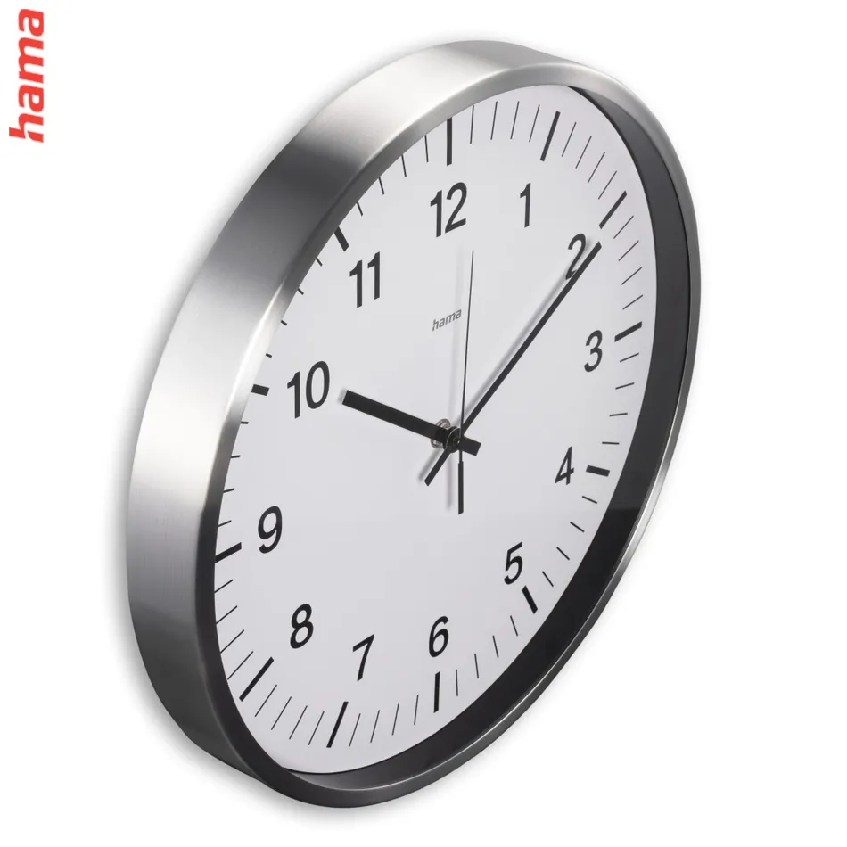 Hama Java, nástenné hodiny, riadené rádiovým signálom, 35 cm, strieborné