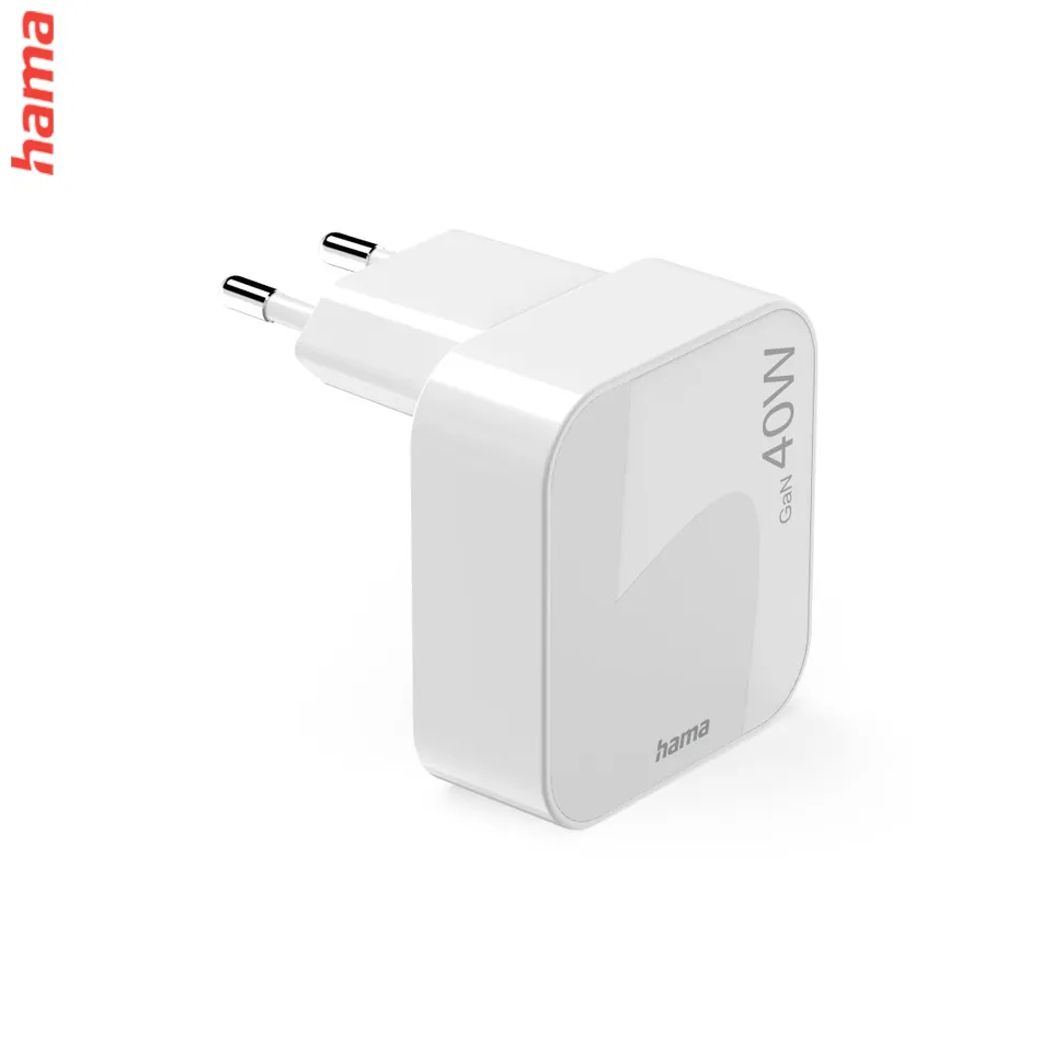 Hama rýchla USB nabíjačka GaN, 2x USB-C PD/QC 40 W, skladacia