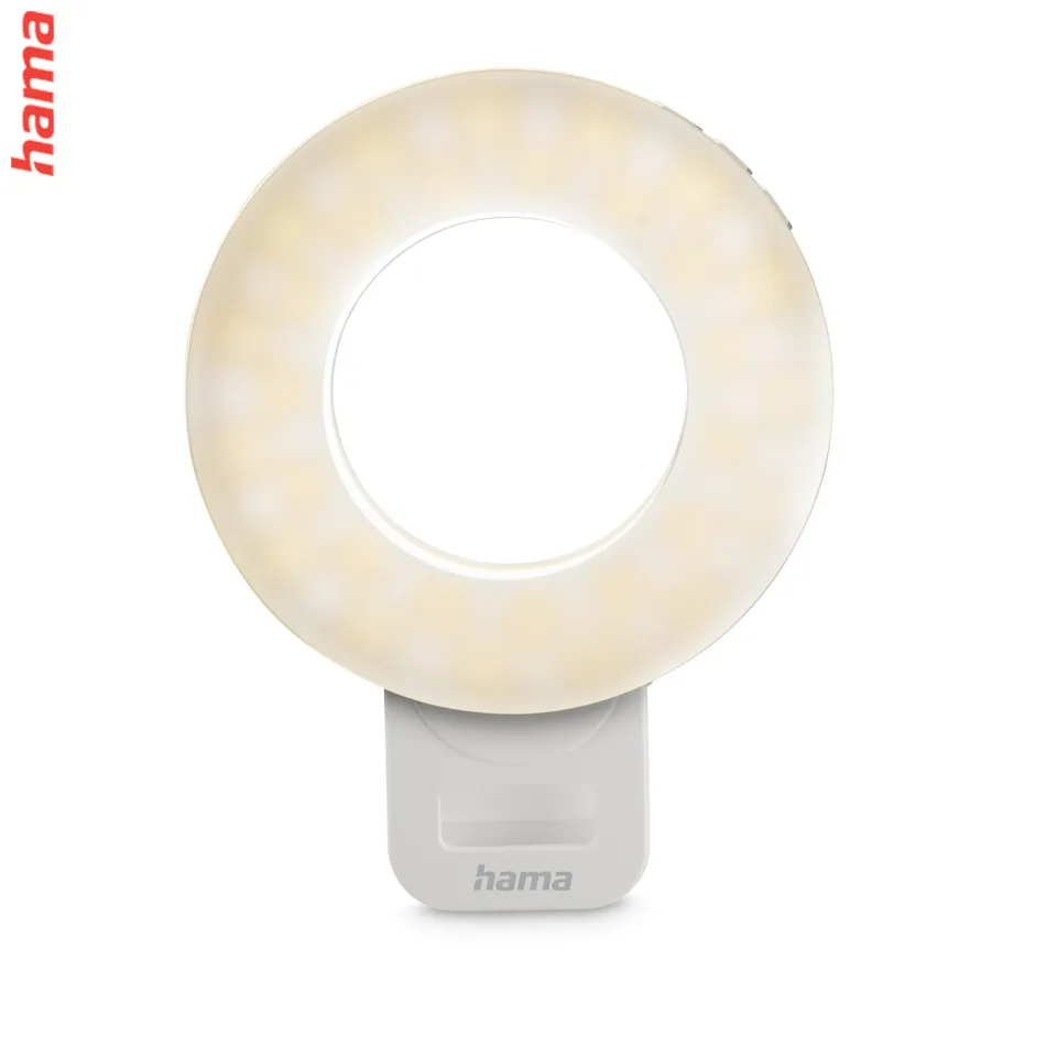 Hama ToGo, LED kruhové selfie svetlo, svorka na mobil, 60 LED, priemer 9,6 cm, nabíjacie