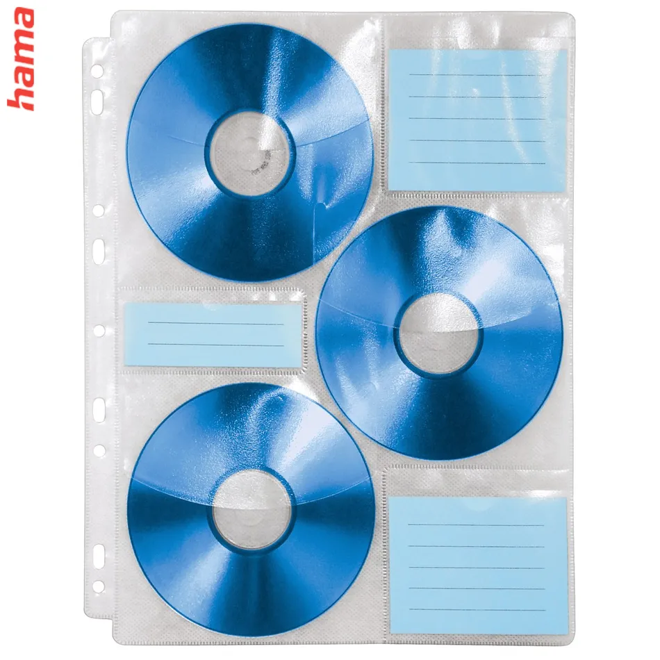 Hama fólia na 6 CD/DVD, DIN A4, vrátane indexových kartičiek, balenie 10 ks (cena za balenie)