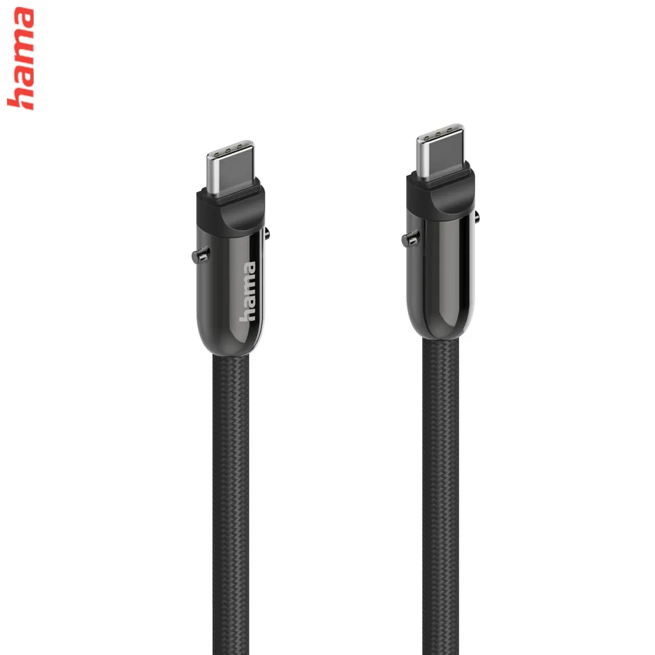 Hama USB-C kábel a šnúrka na mobil 2v1, dĺžka 1,2 m, farba čierna