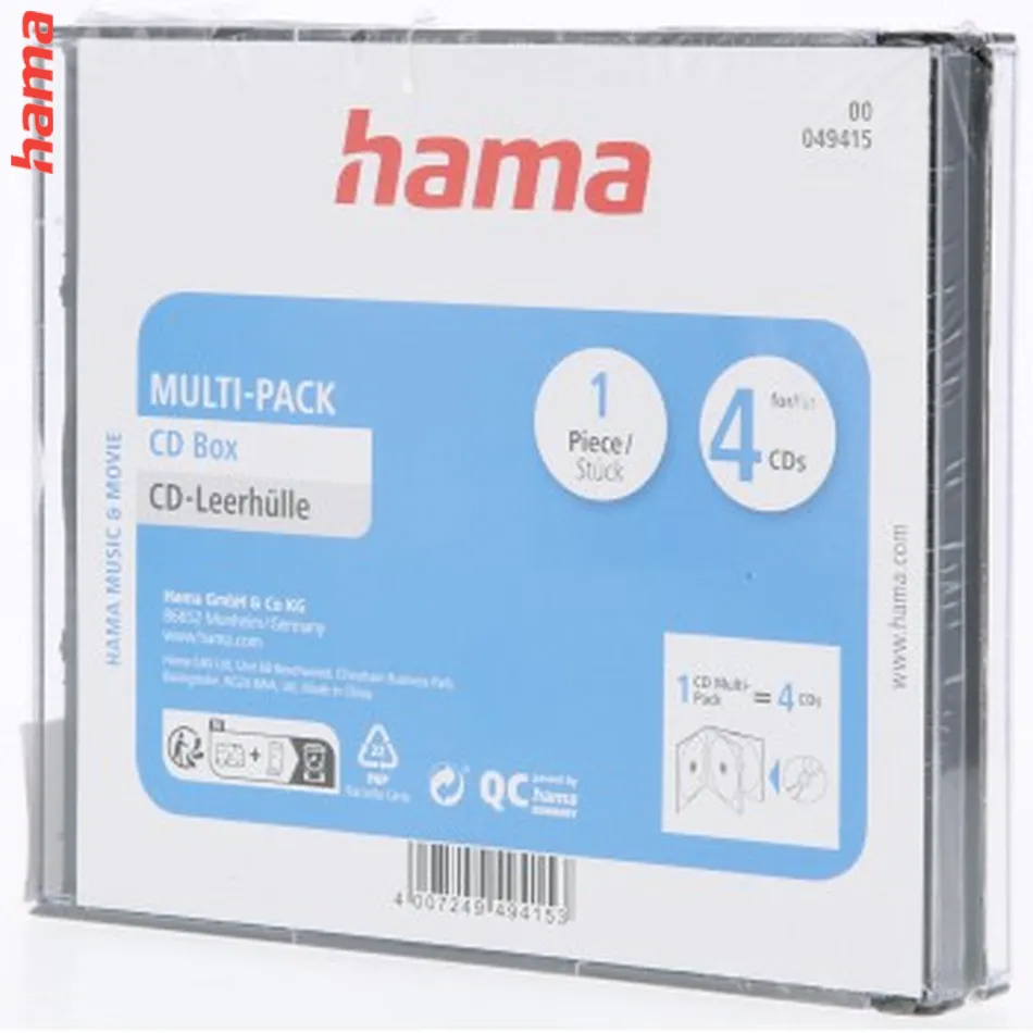 Hama CD Multi-Pack, obal na 4 CD/DVD, priehľadný/čierny