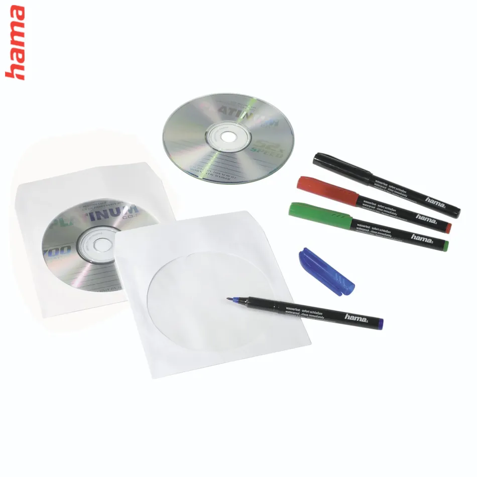 Hama papierové obaly na CD/DVD, biele, krabička na zavesenie, balenie 50 ks (cena za balenie)