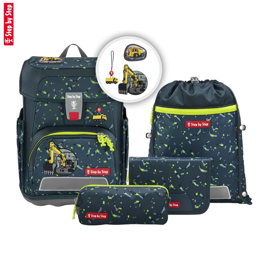 Školská aktovka Step by Step CLOUD, Bagger Rocco – 5-dielny set, AGR certifikát