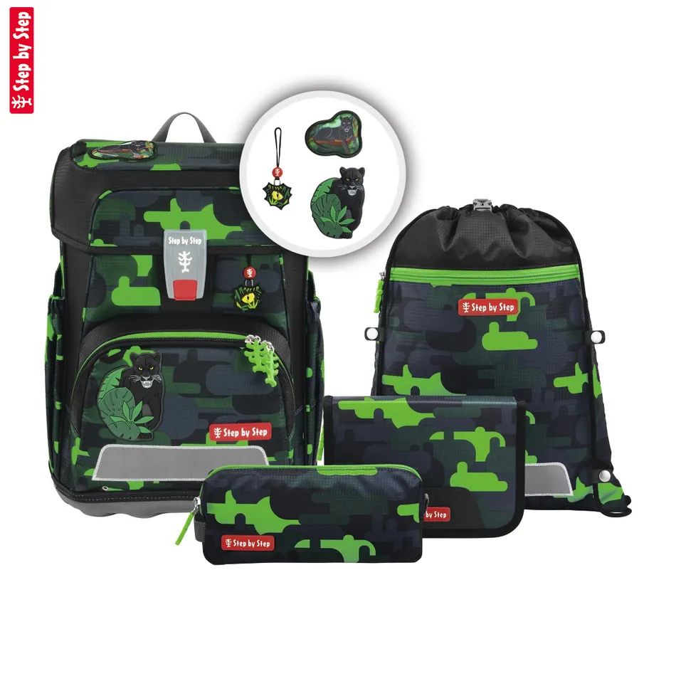 Školská aktovka Step by Step CLOUD, Black Cat Chiko - 5-dielny set, AGR certifikát