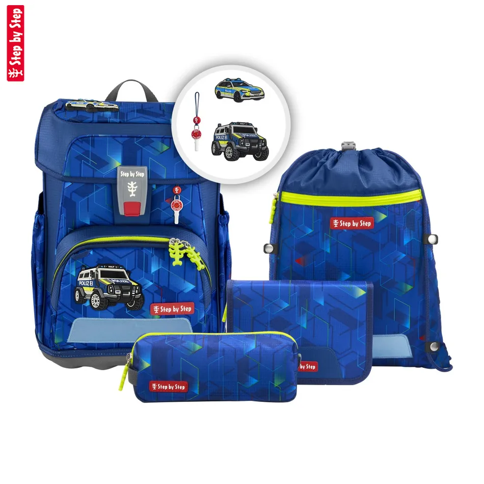 Školská aktovka Step by Step CLOUD, Police Truck Charly - 5-dielny set, AGR certifikát