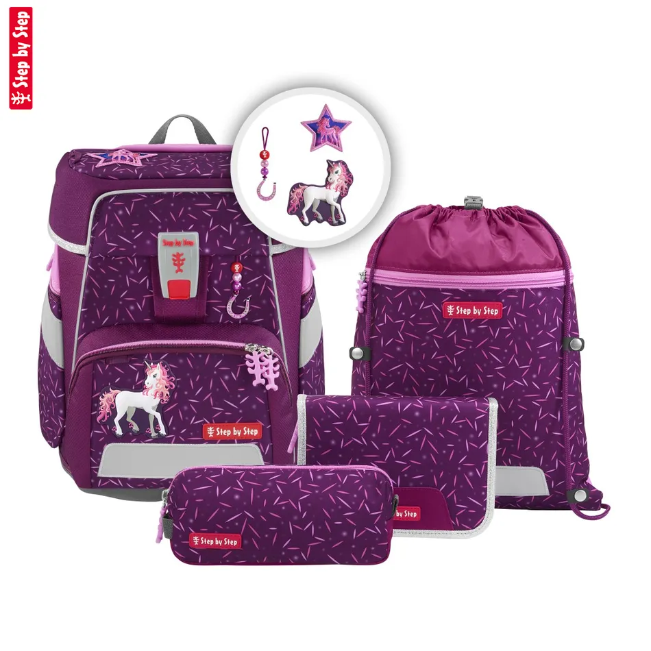 Školská aktovka Step by Step SPACE, Pretty Unicorn - 5-dielny set, AGR certifikát