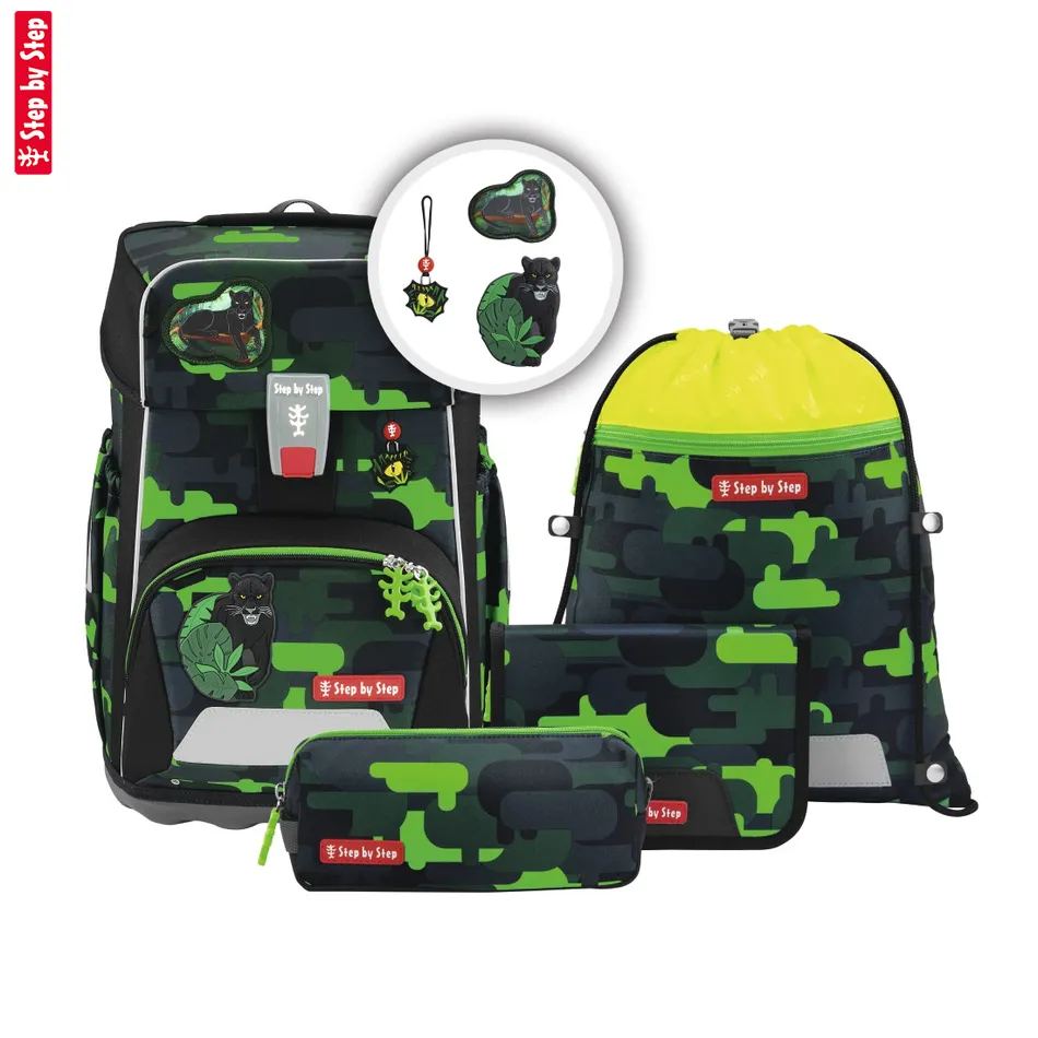 Školská aktovka-taška Step by Step GIANT, Black Cat Chiko - 5-dielny set, AGR certifikát