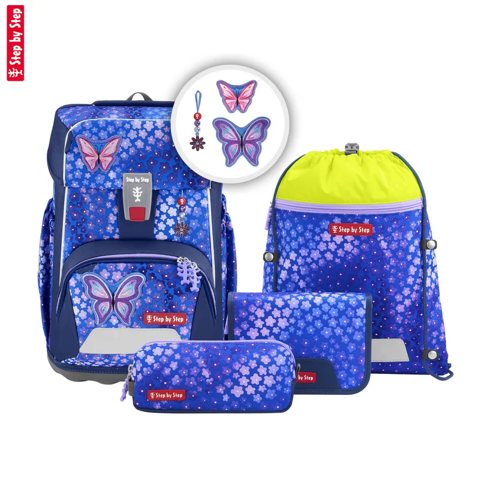 Školská aktovka-taška Step by Step GIANT, Butterfly Maja - 5-dielny set, AGR certifikát