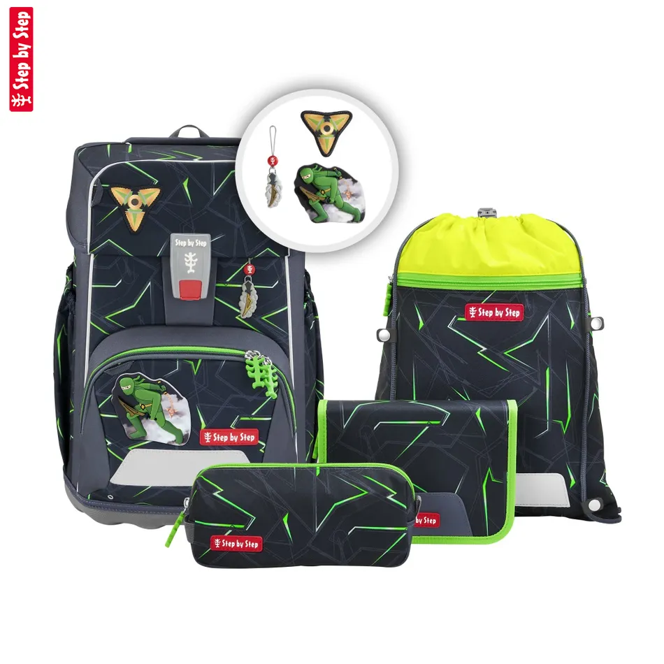 Školská aktovka-taška Step by Step GIANT, Ninja Kimo - 5-dielny set, AGR certifikát