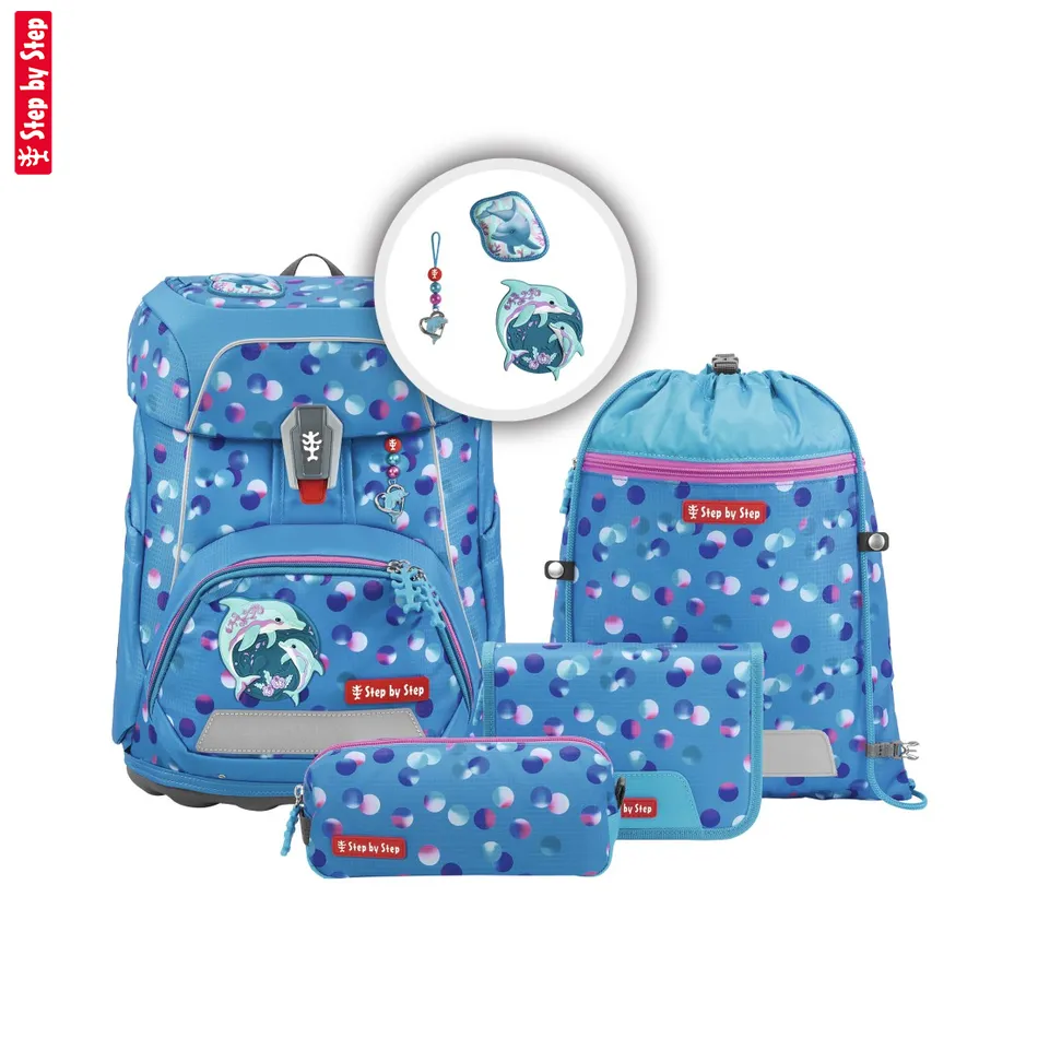 Školská aktovka-taška Step by Step FIT, Dolphin Finja - 5-dielny set, AGR certifikát