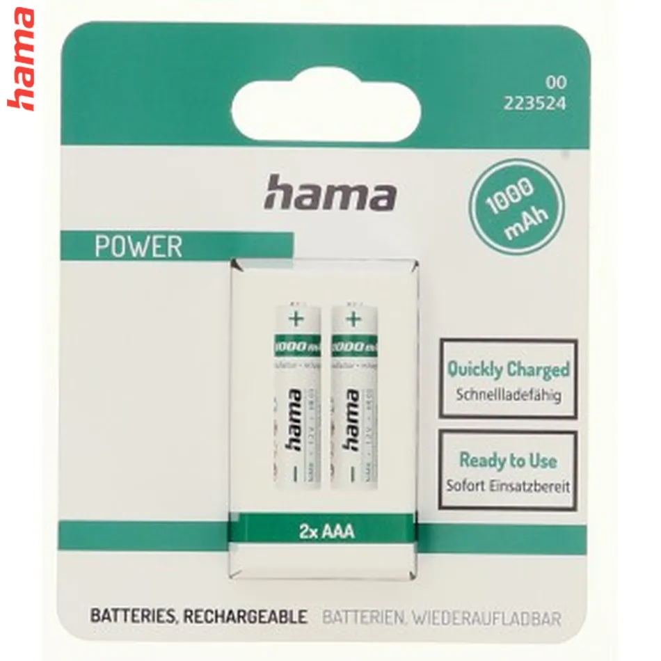 Hama NiMH akumulátor AAA Micro 1000 mAh, Ready for Use, 2 ks