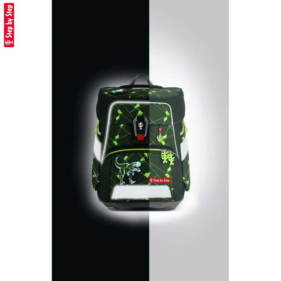 Školská taška Step by Step SPACE SHINE, Dino Night Tyro - 5-dielny set, AGR certifikát