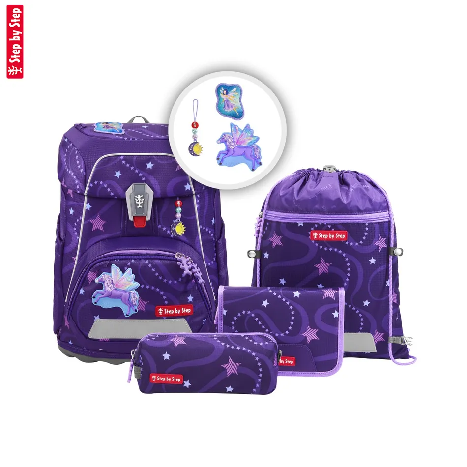 Školská aktovka Step by Step FIT, Pegasus Emily - 5-dielny set, AGR certifikát