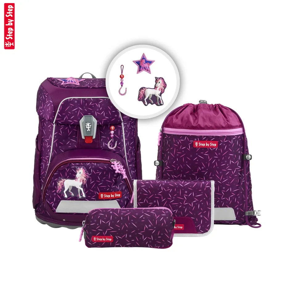 Školská aktovka Step by Step FIT, Pretty Unicorn Nuala - 5-dielny set, AGR certifikát