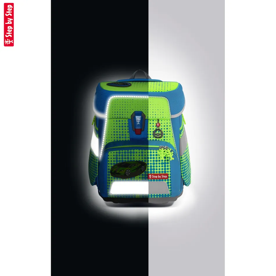 Školská taška Step by Step SPACE NEON, Race Car Chuck - 5-dielny set, AGR certifikát