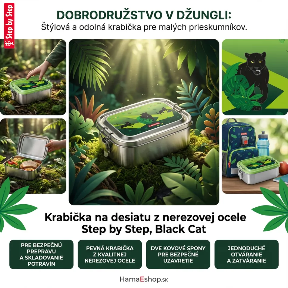 Krabička na desiatu z nerezovej ocele Step by Step, Dino