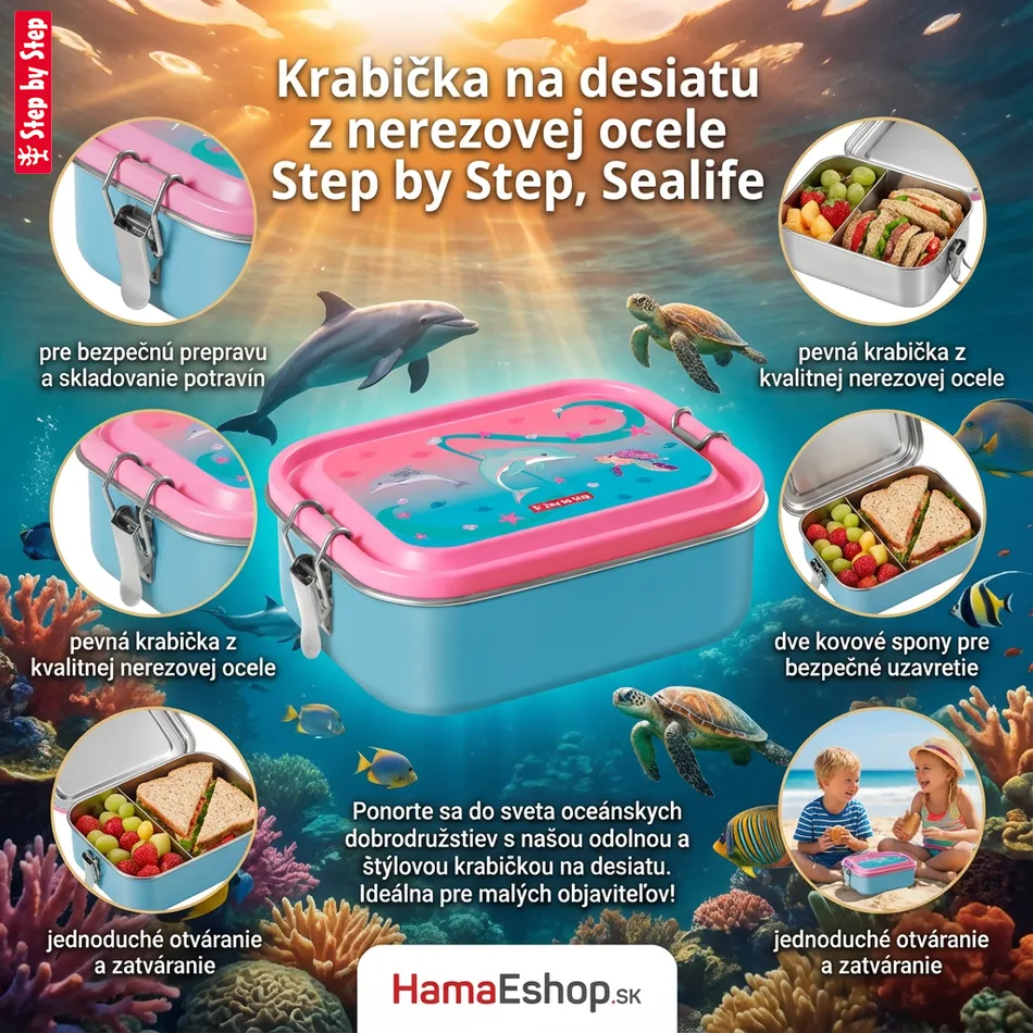 Krabička na desiatu z nerezovej ocele Step by Step, Sealife