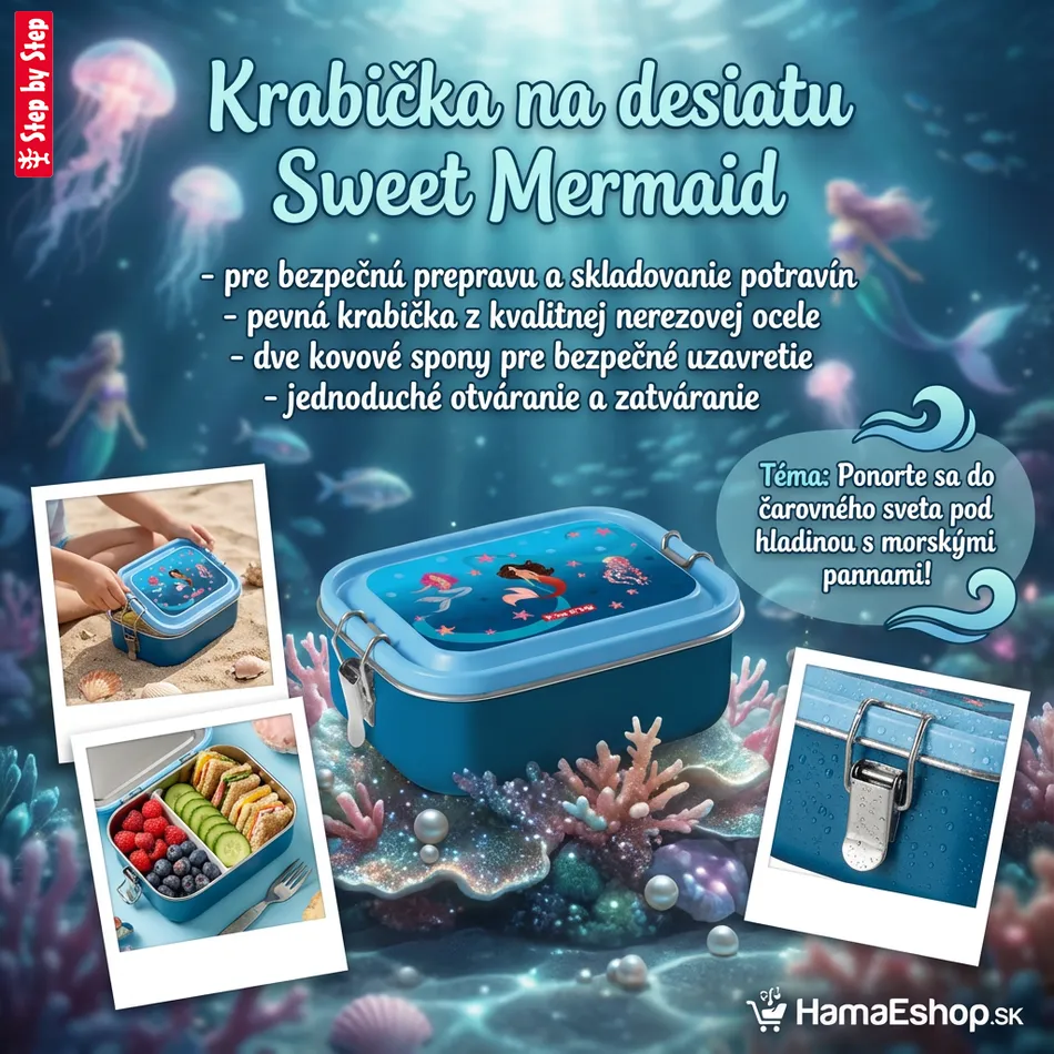Krabička na desiatu z nerezovej ocele Step by Step, Sweet Mermaid