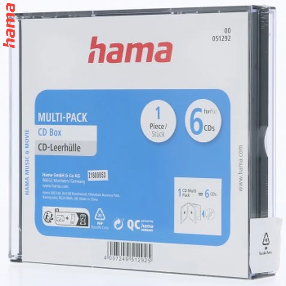 Hama Multi-Pack Obal na 6 CD/DVD, Priehľadný / Čierny