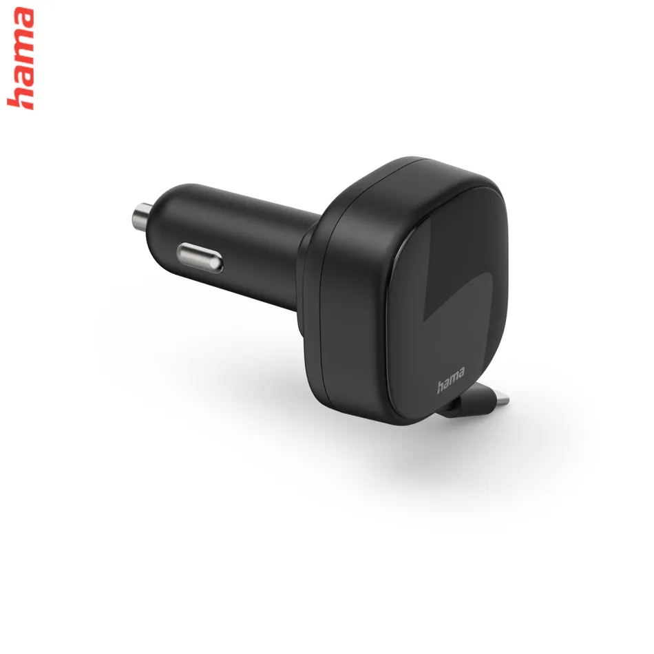 Hama rýchla USB nabíjačka do vozidla, 2x USB-C, PD 30 W, navíjací kábel