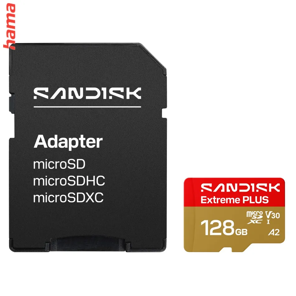 SanDisk microSDXC Extreme Plus 128GB (UHS-I, R250MB/s / W120MB/s, 5K, 4K UHD) + Ad