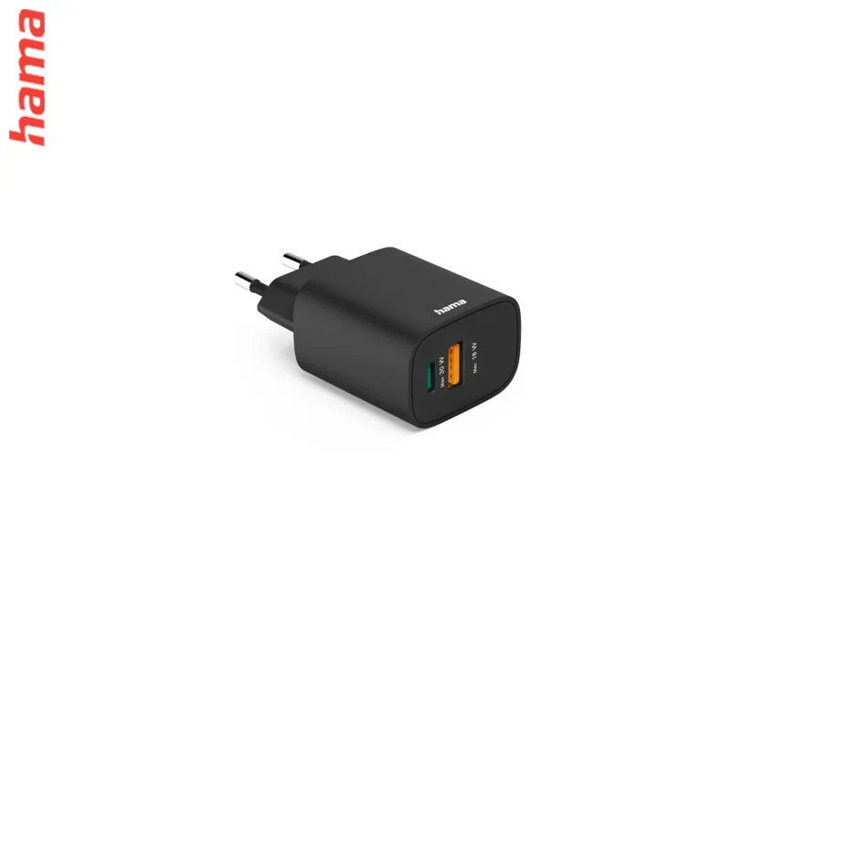 Hama rýchla USB nabíjačka USB-C, USB-A, PD/QC 30 W, čierna