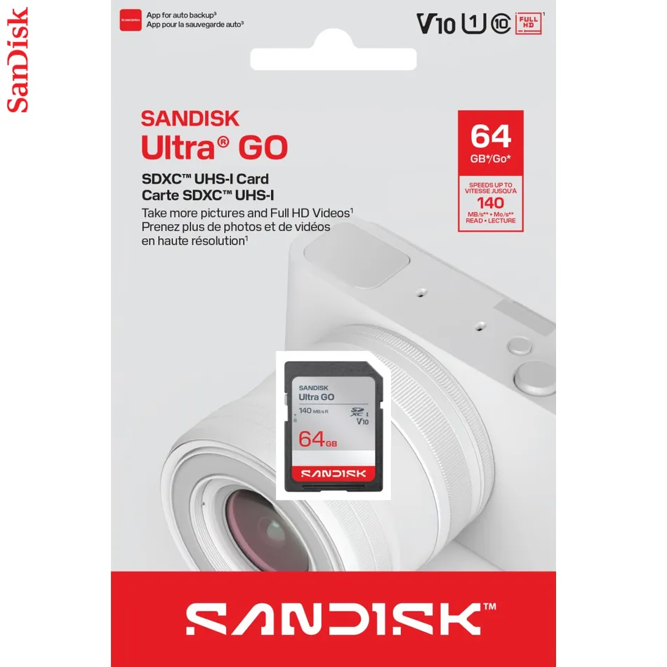 SanDisk SDXC Ultra GO 64GB (UHS-1, V10, U1, C10, R140MB/s, Full HD Video)