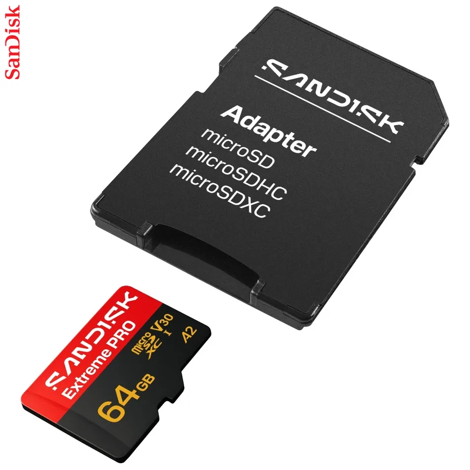 SanDisk microSDXC Extreme PRO 64GB (UHS-I, R200MB/s / W90MB/s, 5K, 4K UHD) + Ad
