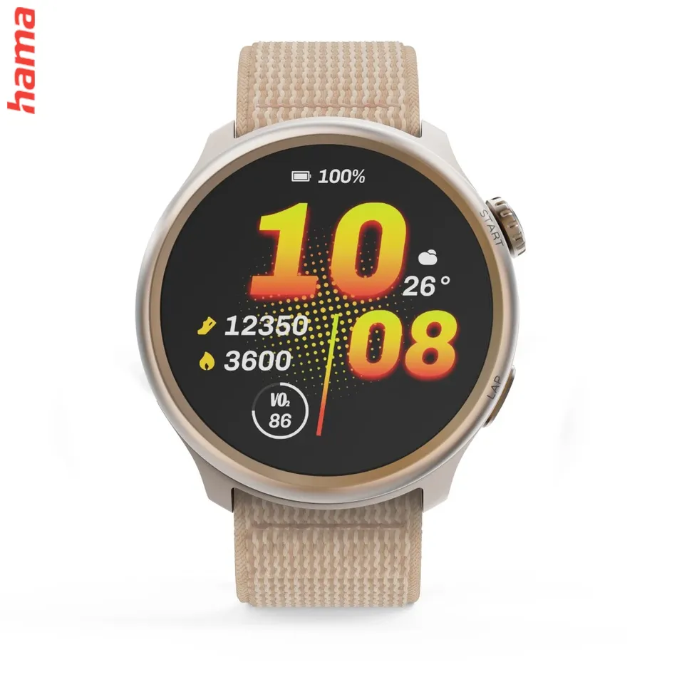 Smart hodinky 9050, bežecké, GPS, offline mapy, 45 mm, 5 ATM, béžové