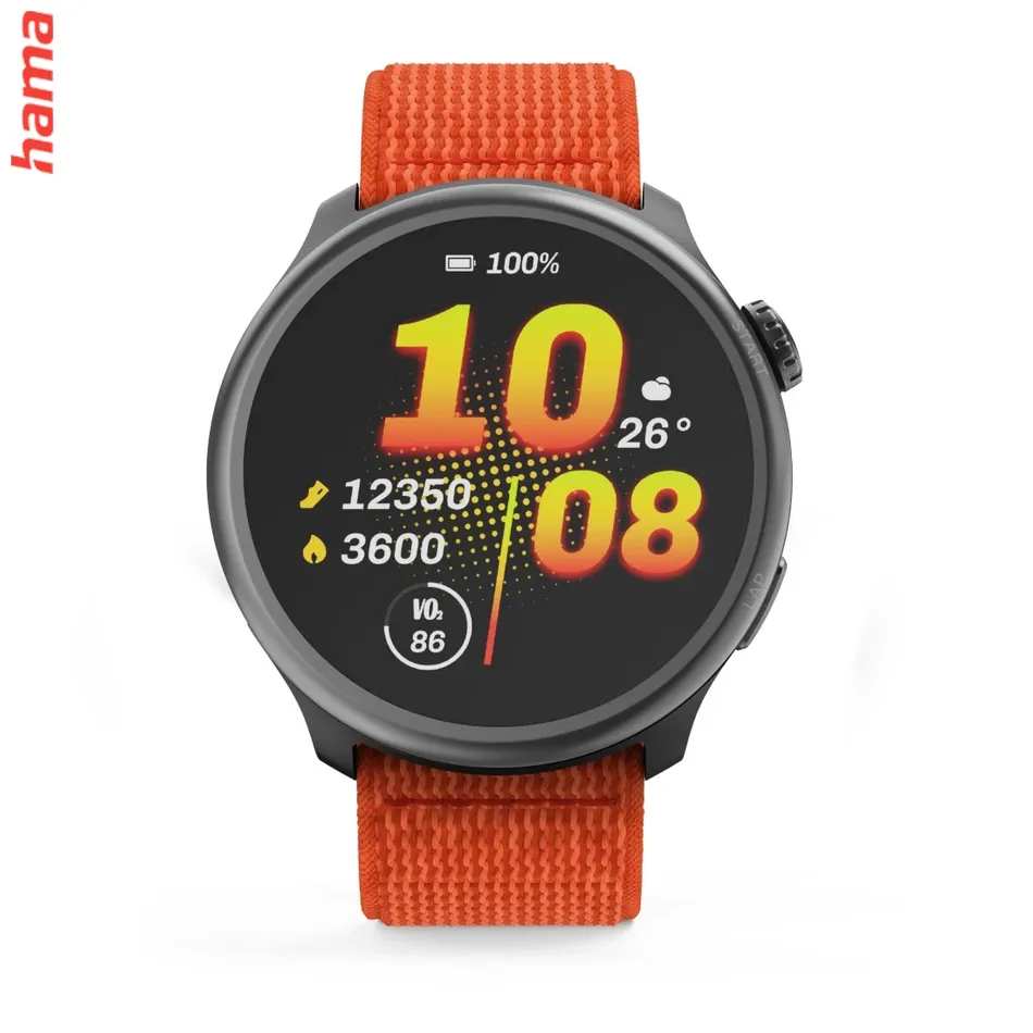 Smart hodinky 9050, bežecké, GPS, offline mapy, 45 mm, 5 ATM, oranžové