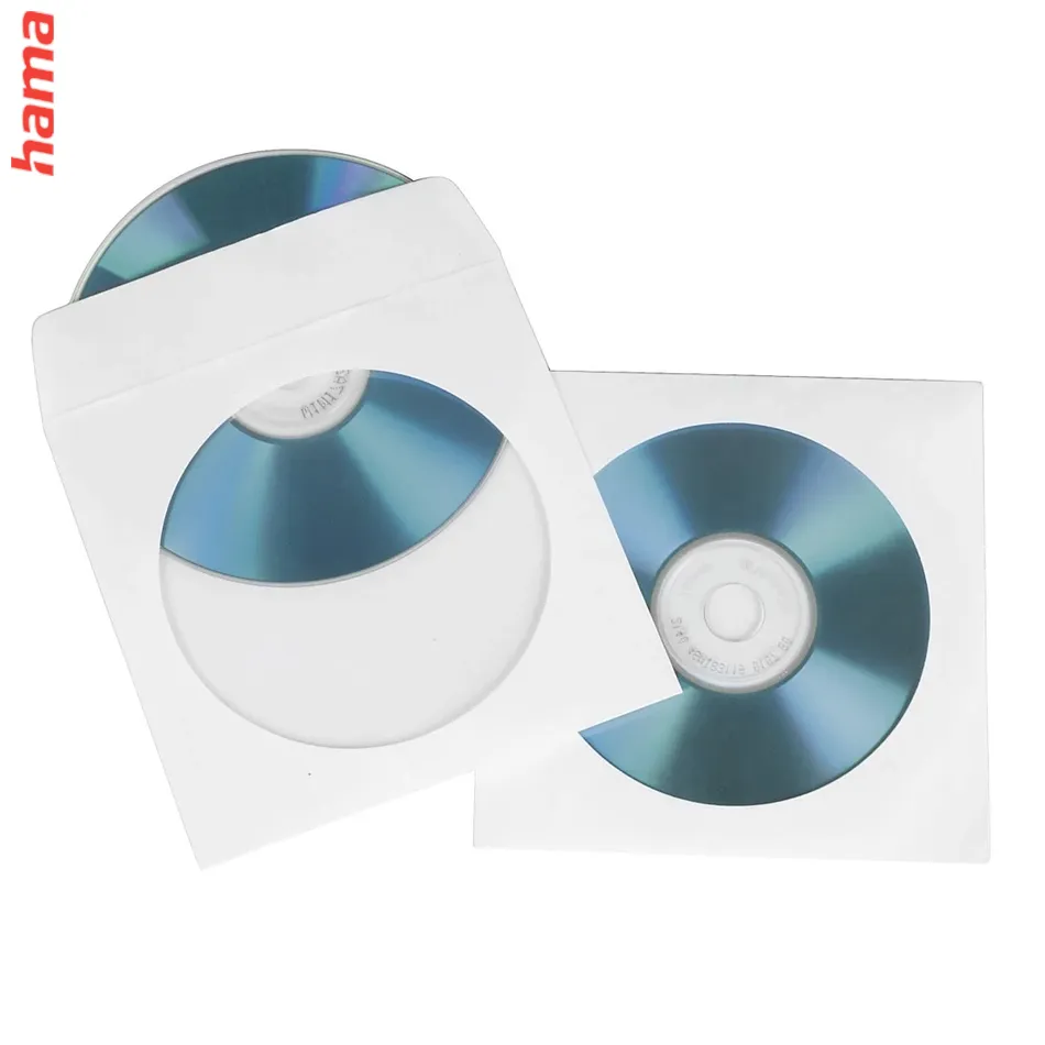 Hama papierové obaly na CD a DVD s okienkom, biele, 50 ks