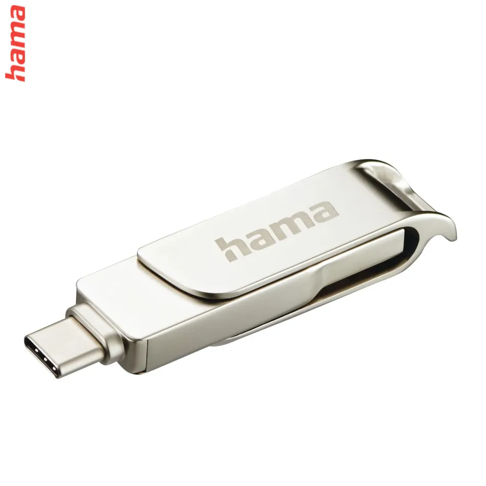 Hama USB-C kľúč C-Rotate Pro, 128 GB, kovový, strieborný