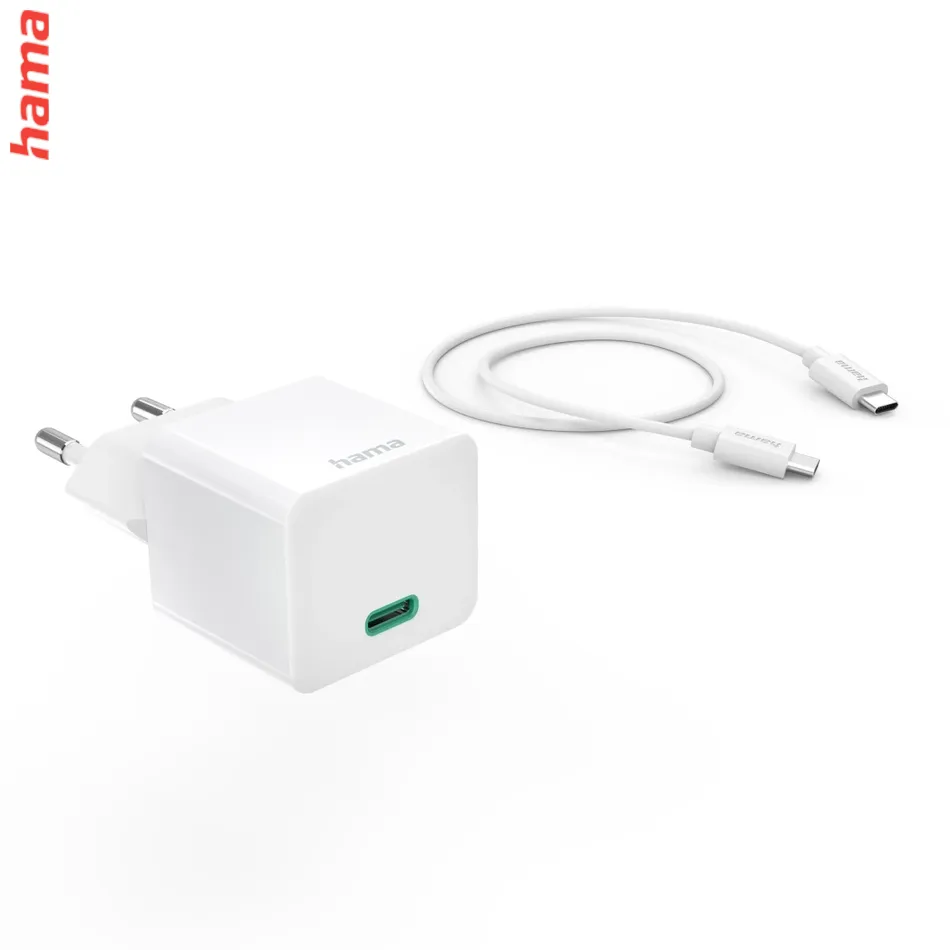 Hama rýchlonabíjačka na mobil USB-C 20 W s káblom 1 m, biela