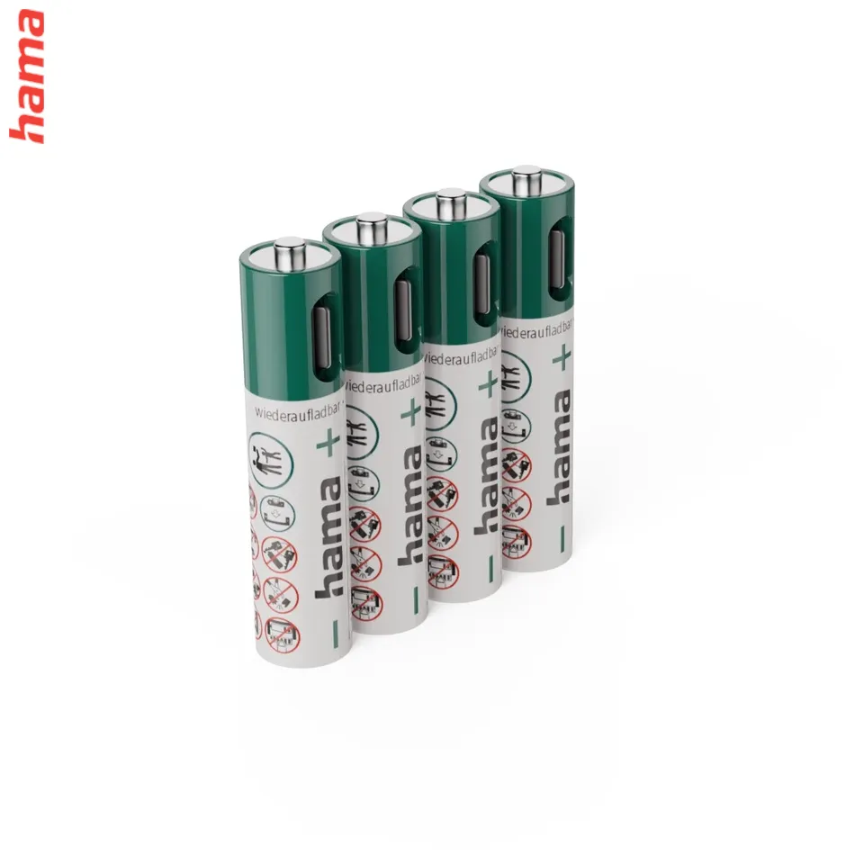 Hama nabíjateľné AAA batérie, Li-Ion, 4 ks, 475 mAh, USB-C konektor