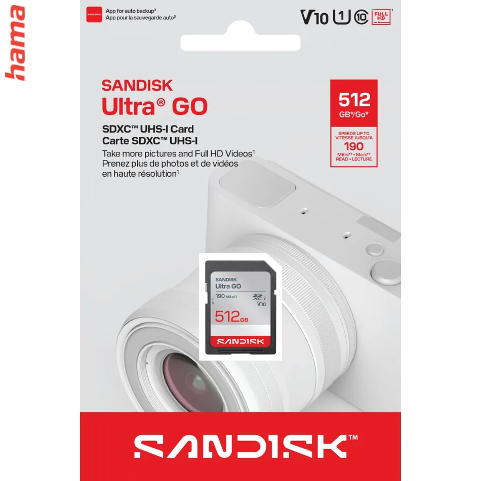 SanDisk SD karta Ultra GO SDXC 512 GB, UHS-I V10, 190 MB/s