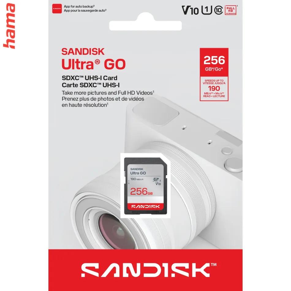 SanDisk SD karta Ultra GO SDXC 256 GB, UHS-I V10, 190 MB/s