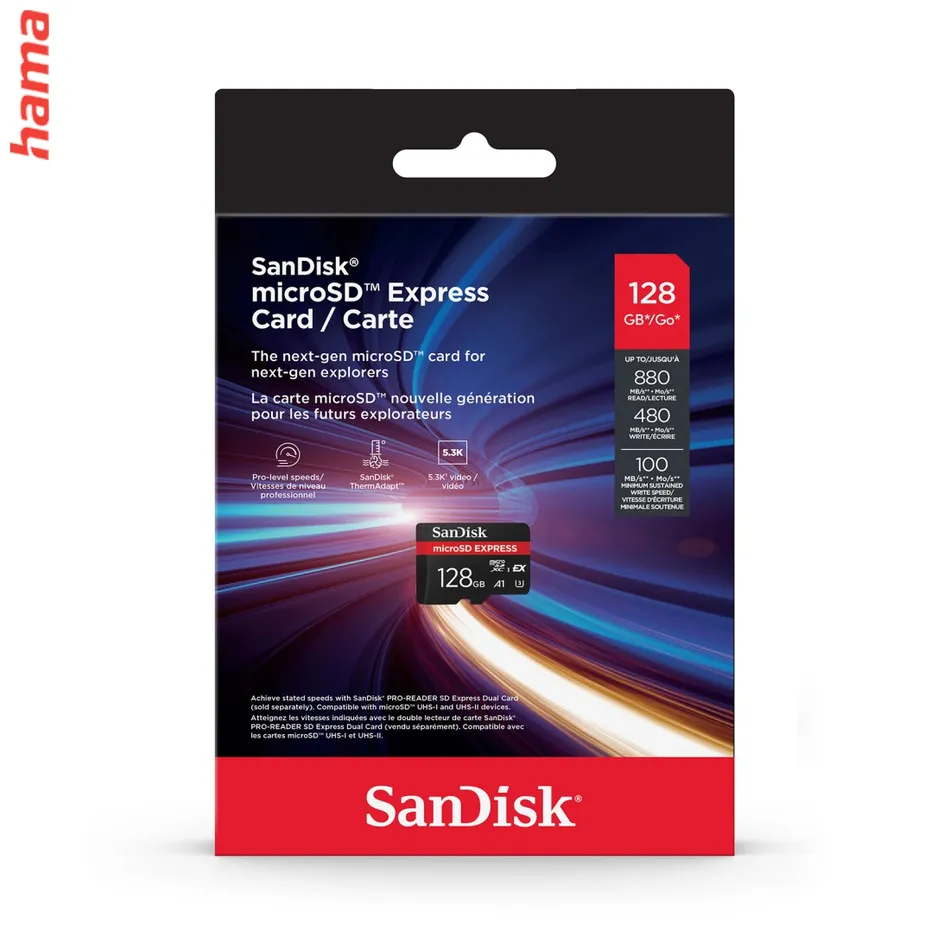 SanDisk micro SD karta Express 128 GB, A1 U3, 880/480 MB/s