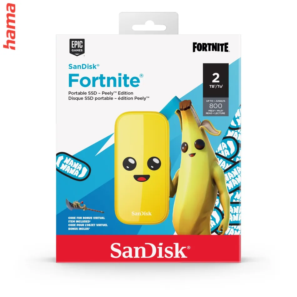 SanDisk Fortnite Portable SSD 2 TB, Banana Edition, externý disk, 800 MB/s