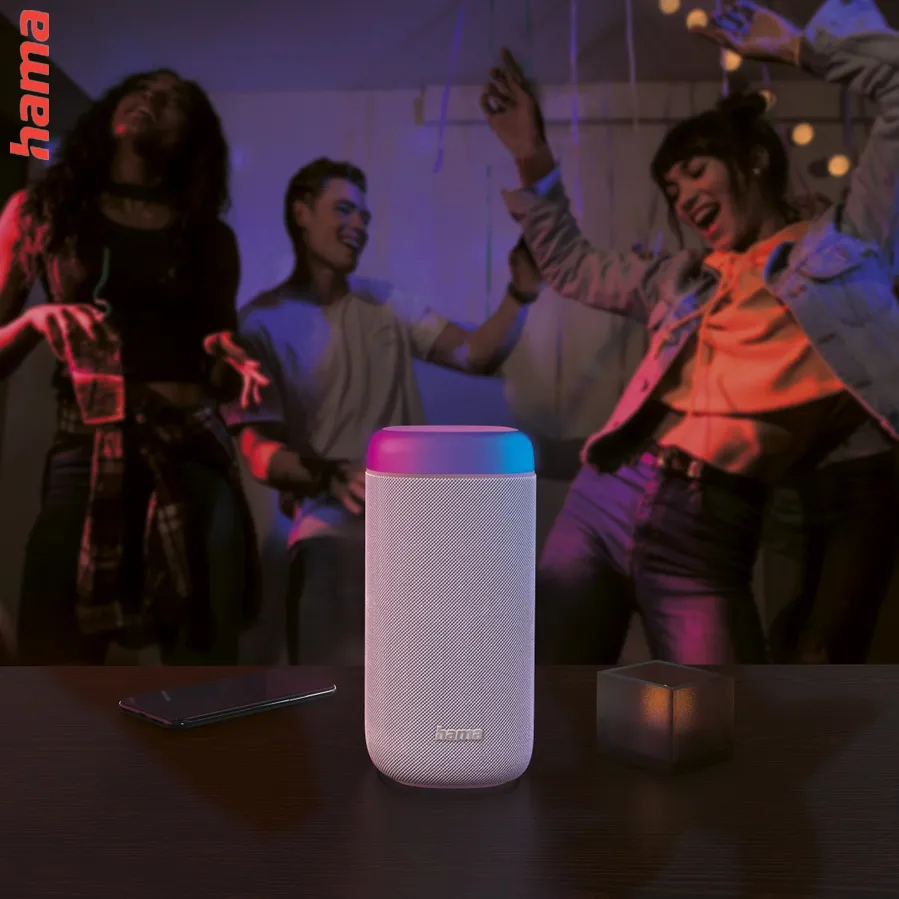 Hama Bluetooth reproduktor Shine 2.0, LED podsvietenie, IPX 4, biely