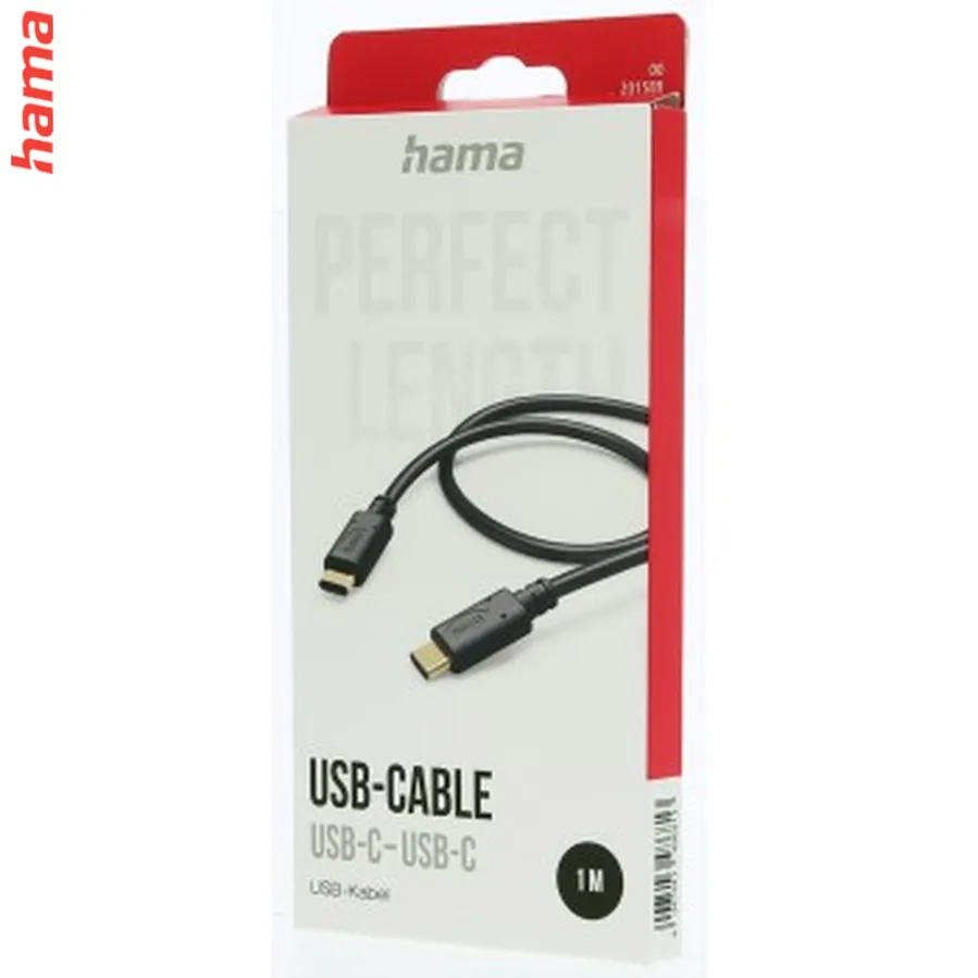 Hama kábel USB-C 2.0 typ C-C 1 m, čierny