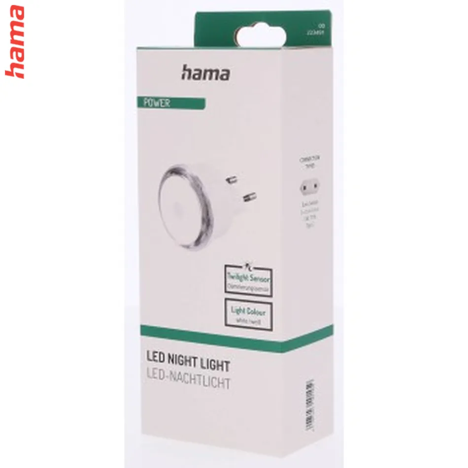 Hama Basic nočné/orientačné LED svetlo, do zásuvky, automatické zapnutie/vypnutie, biele svetlo