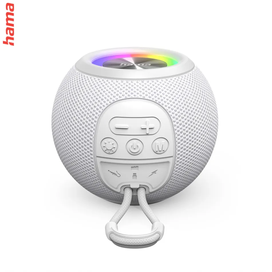Hama Ball Bluetooth Reproduktor, 5 W, LED, AUX/USB/microSD, Biely  